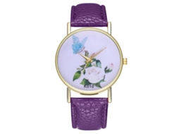 Reloj De Cuarzo De Cuero Pu Zhoulianfa Con Dial Floral Simple Unisex (morado)