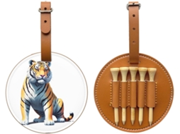 Bolsa para Tees de Golfe Dotwork Tiger, Preta Fácil de Transportar e Mais Eficiente para Jogar Golfe.