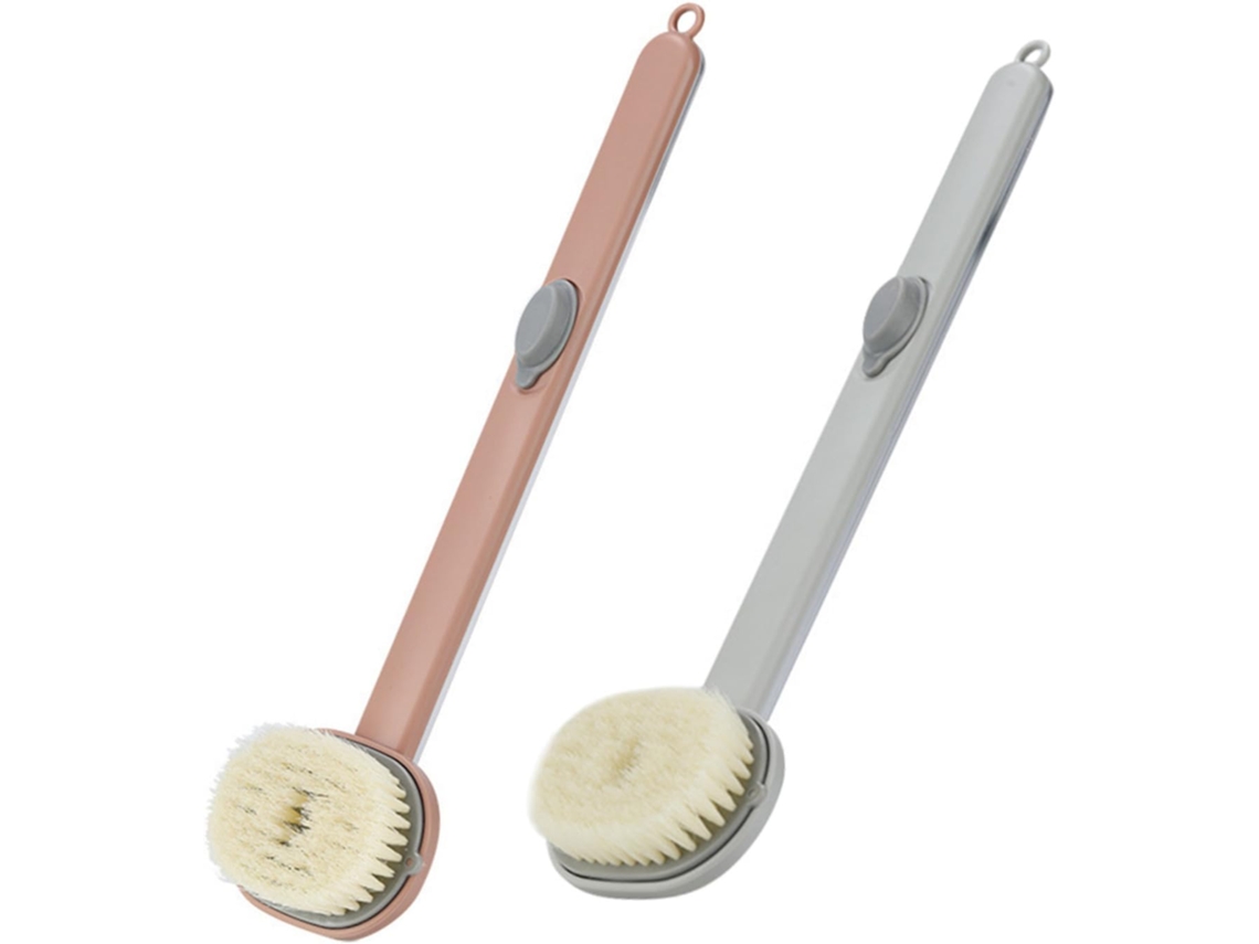 Conjunto Toyandona Com 2 Escovas De Banho Cabo Longo, Escovas Esfoliantes De Cerdas Macias, Cinza E Rosa, Acessórios De