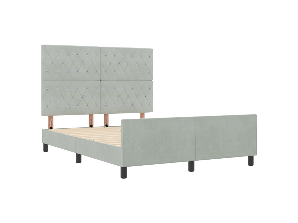 Conjunto 1 Cama Moderna Vidaxl Cinzento-claro Veludo (160 X 200 Cm)