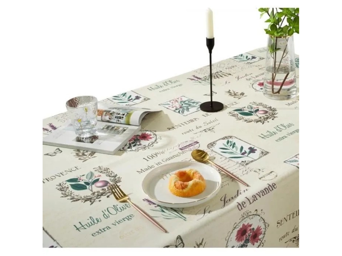 Toalha De Mesa Retangular 140x200 Cm, Poliéster, Resistente A Manchas, Lavável, Branca