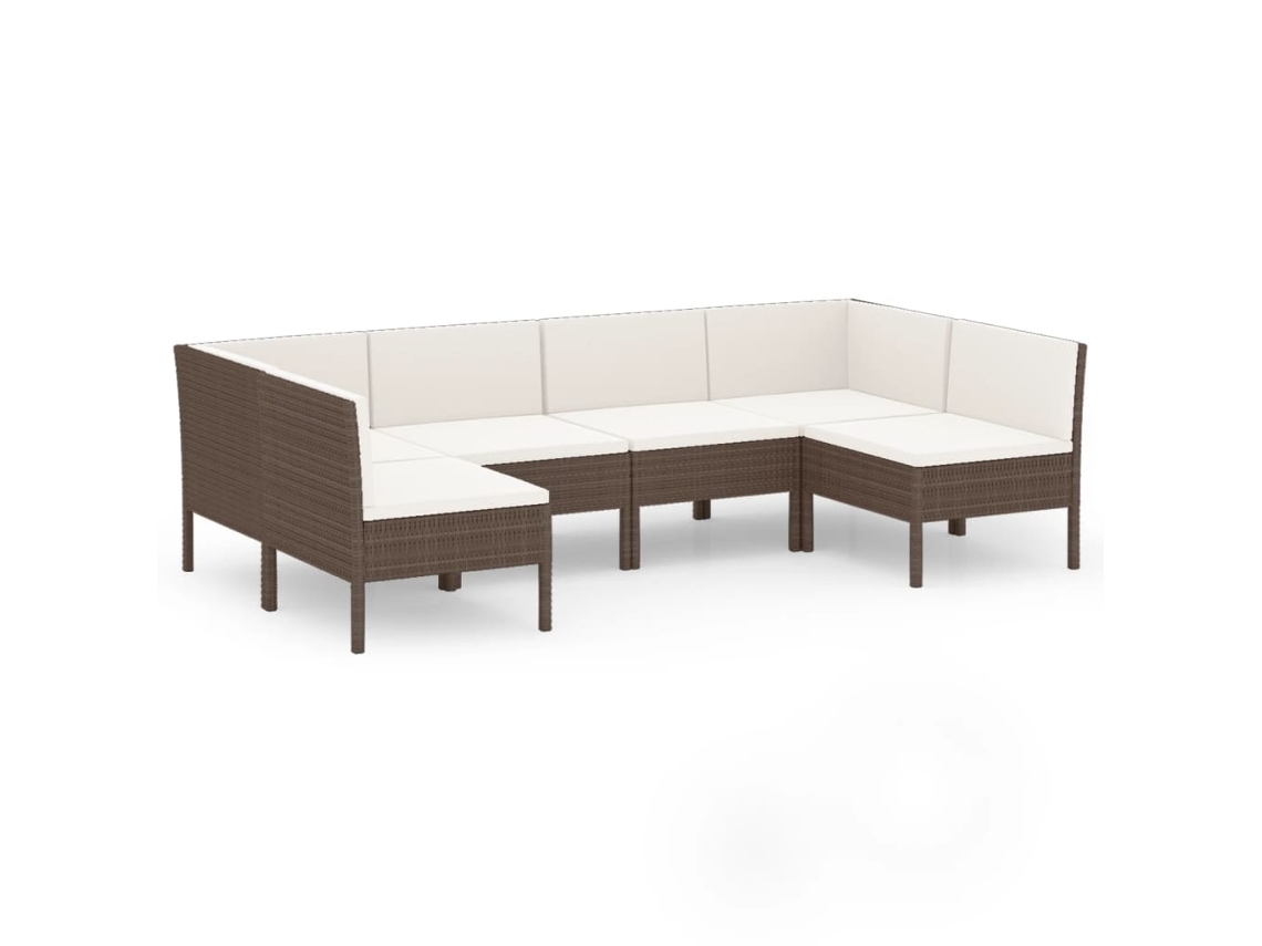 Maison Exclusive - 6 Pcs Conjunto Lounge Jardim C/ Almofadões Vime Pe Castanho