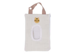 Bolsa Para Lenços Com Zíper Bordado Leão Branco Portátil Para Bebê Recarregável