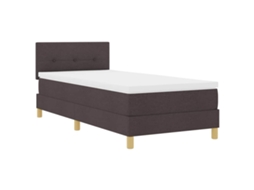 Cama Box Spring com Led Marrom Escuro e Tecido MAISON EXCLUSIVE (80x200 cm)