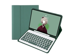 Capa De Couro Para Ipad Pro 11 2024 M4 Com Teclado Bluetooth E Keycaps Redondas Destacável Layout Pt