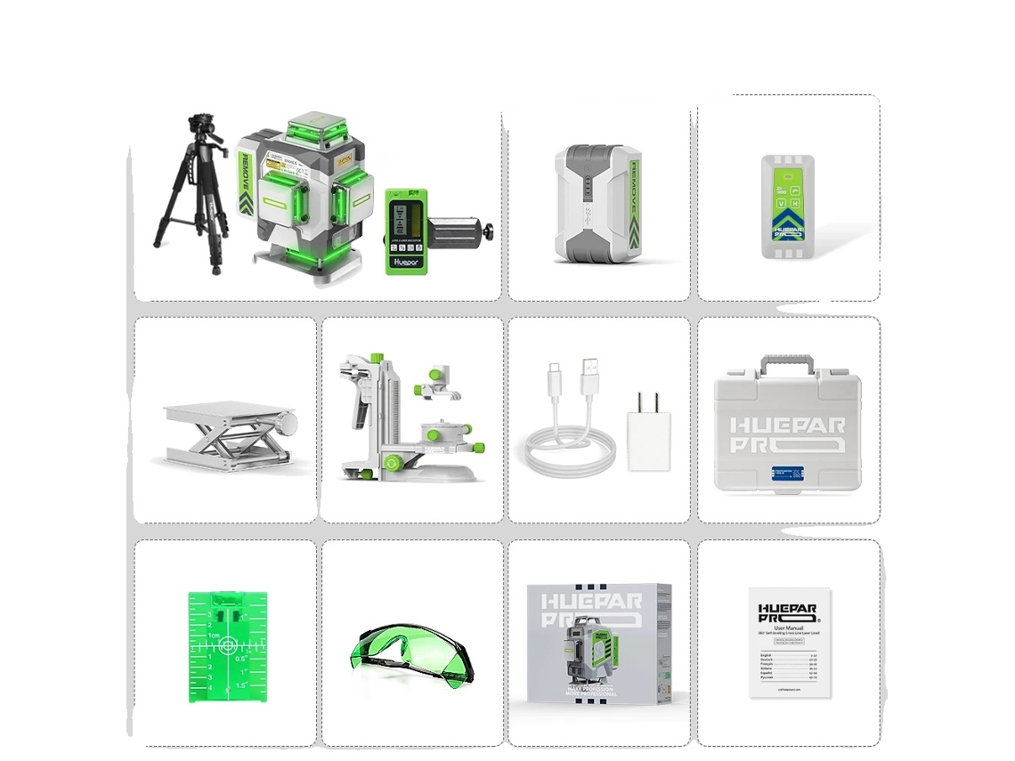 Nível A Laser Huepar, Alinhamento De 16 Linhas, Alta Precisão ±2mm, Set 6 Oem