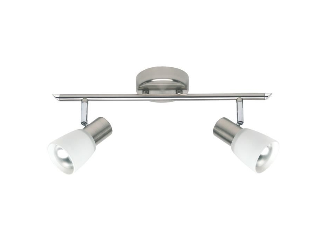BRILLIANT Luca Plafon de Barra com 2 Luzes Altura 15 Cm E14 40W Cromado e Branco
