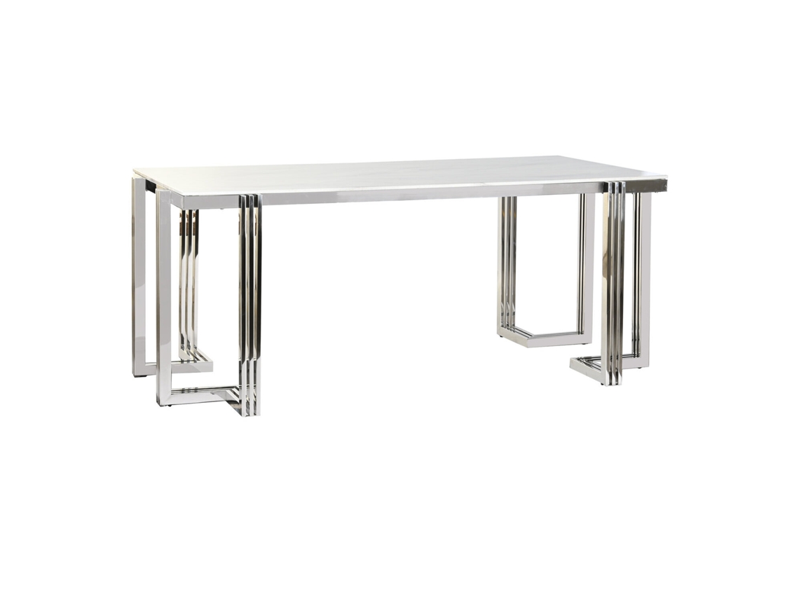 Mesa de Jantar em Aço e Vidro com Efeito Mármore, 180x90x76cm ALEXANDRA HOUSE LIVING