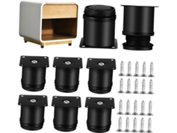 Conjunto De 8 Pés Mesa Ajustáveis Em Metal Preto Com 36 Parafusos, Pés De Aço 50x60mm Para Móveis, Sofás, Armários E