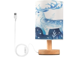 Mesa de centro com estampa de veado azul para sala de estar, luminária noturna para quarto, mesa de centro para meninas com porta USB