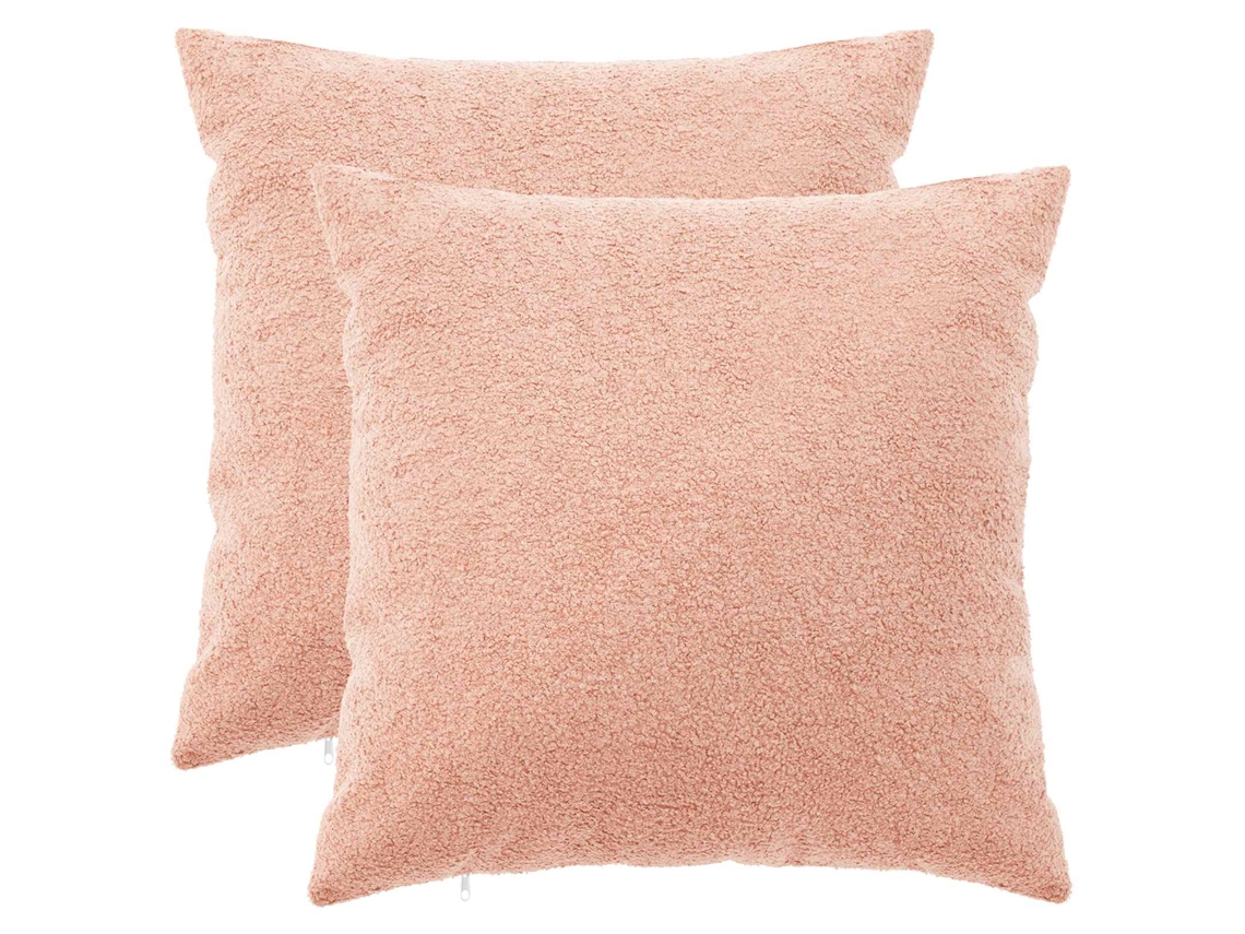 Vidaxl Capa Almofada 2 Pcs Heerlen Rosa 65 X 65 Cm Bouclé