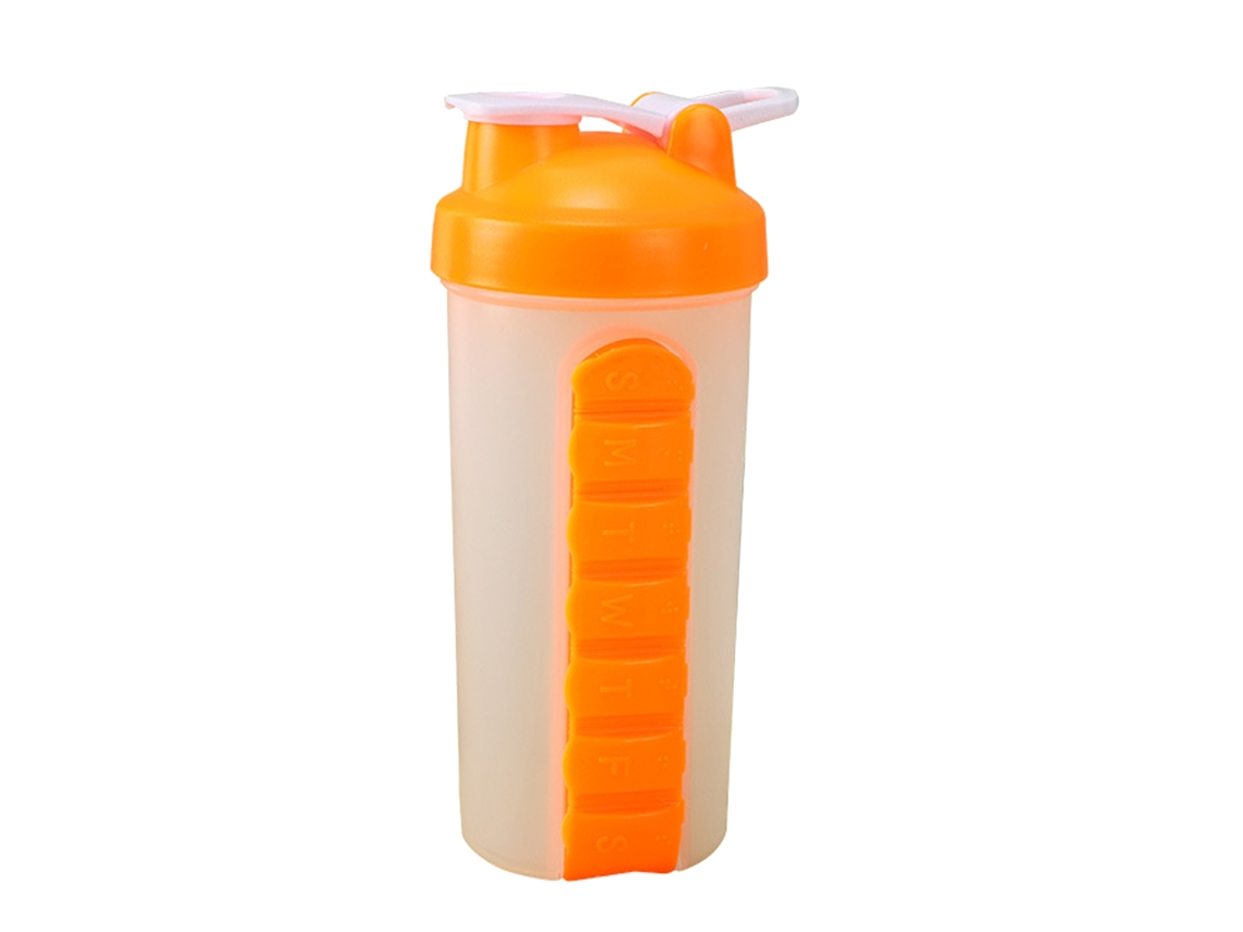 Garrafa 7 Dias com Porta Medicamentos Laranja
