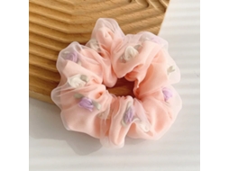 Chuchu Duplo Espessura Para Cabelo Em Tecido Doce Com Rosas Em 3d Rosa