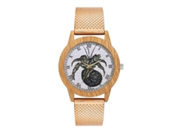 Relógio de quartzo unissex para casais com pulseira de malha e mostrador redondo (dourado rosa)