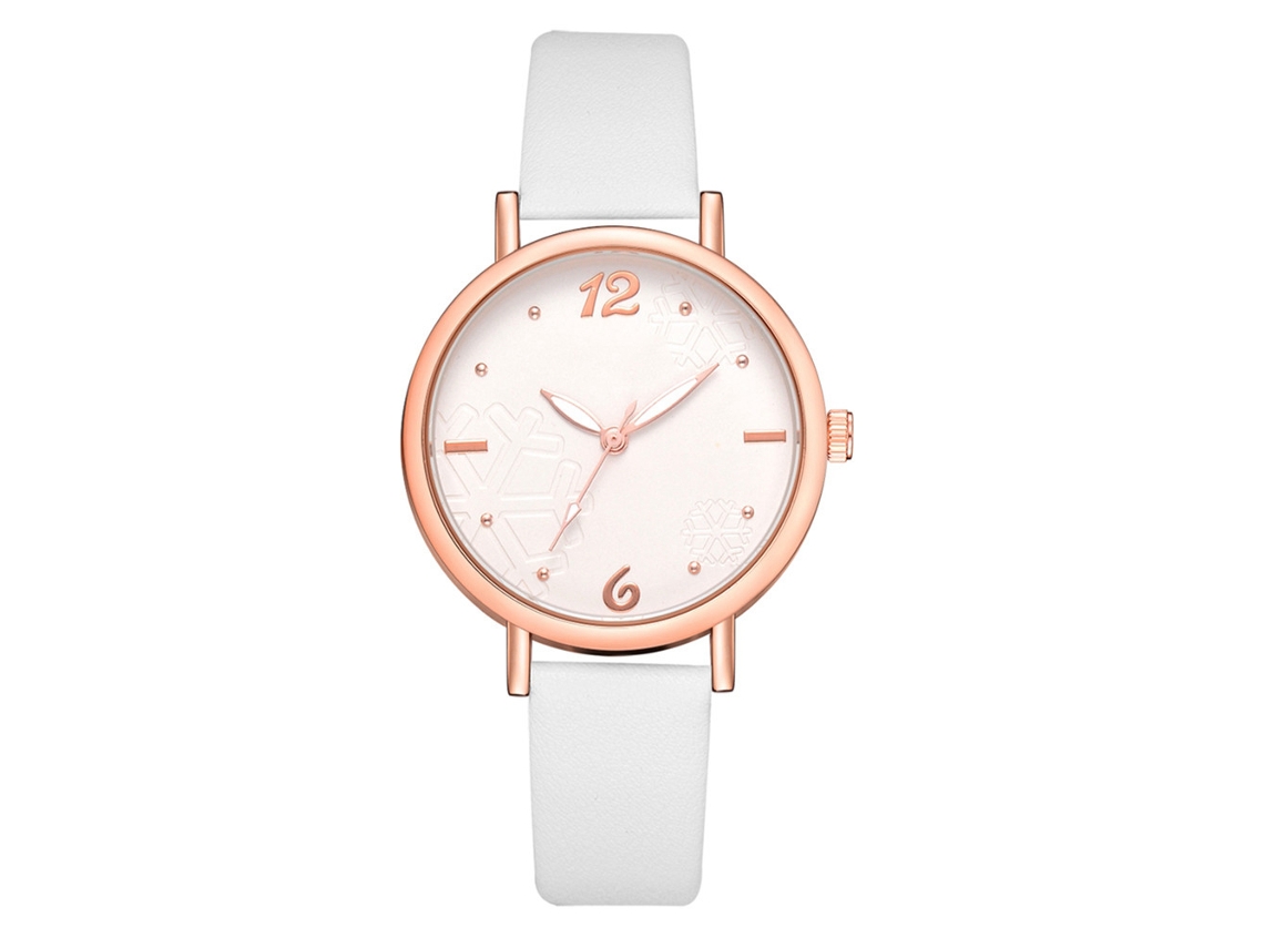 Relógio de Quartzo Feminino Estilo Vintage Pulseira de Couro Pu Fashion Clássico Branco