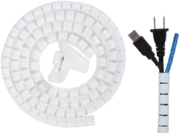 Capa Organizadora de Cabos Branca de 10 M com Clipe para Organização de Cabos, Espiral Flexível para Tv, Pc, Áudio, Laptop e Cabo Ethernet. AQUAFORGE