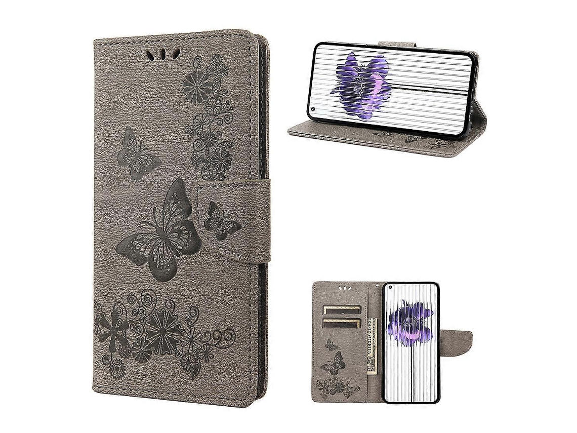 Capa De Celular Dobrável Horizontal Em Couro Com Estampa De Borboleta Para Celular For Nothing Phone 1