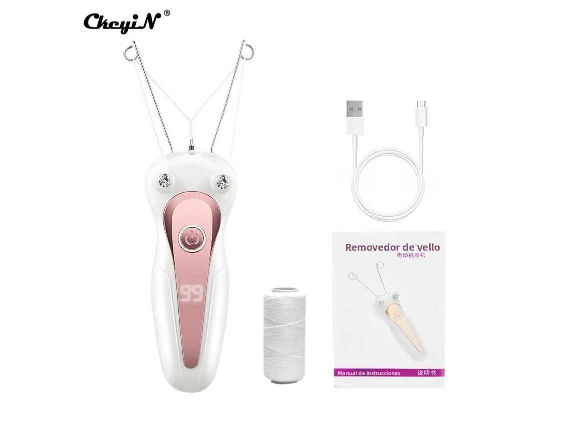 (rosa) Barbeador Elétrico Feminino, Aparelho Recarregável Para Depilação Com Fio De Algodão