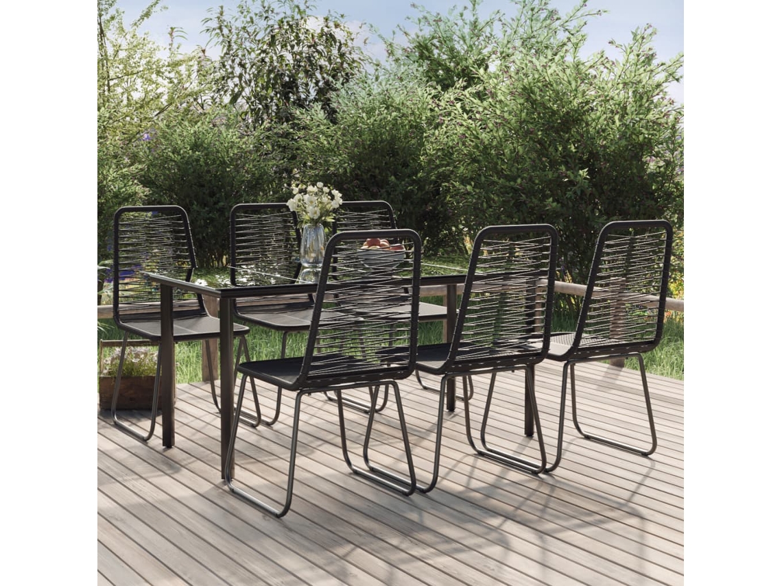 Vidaxl 7 Pcs Conjunto de Jantar para Jardim Preto