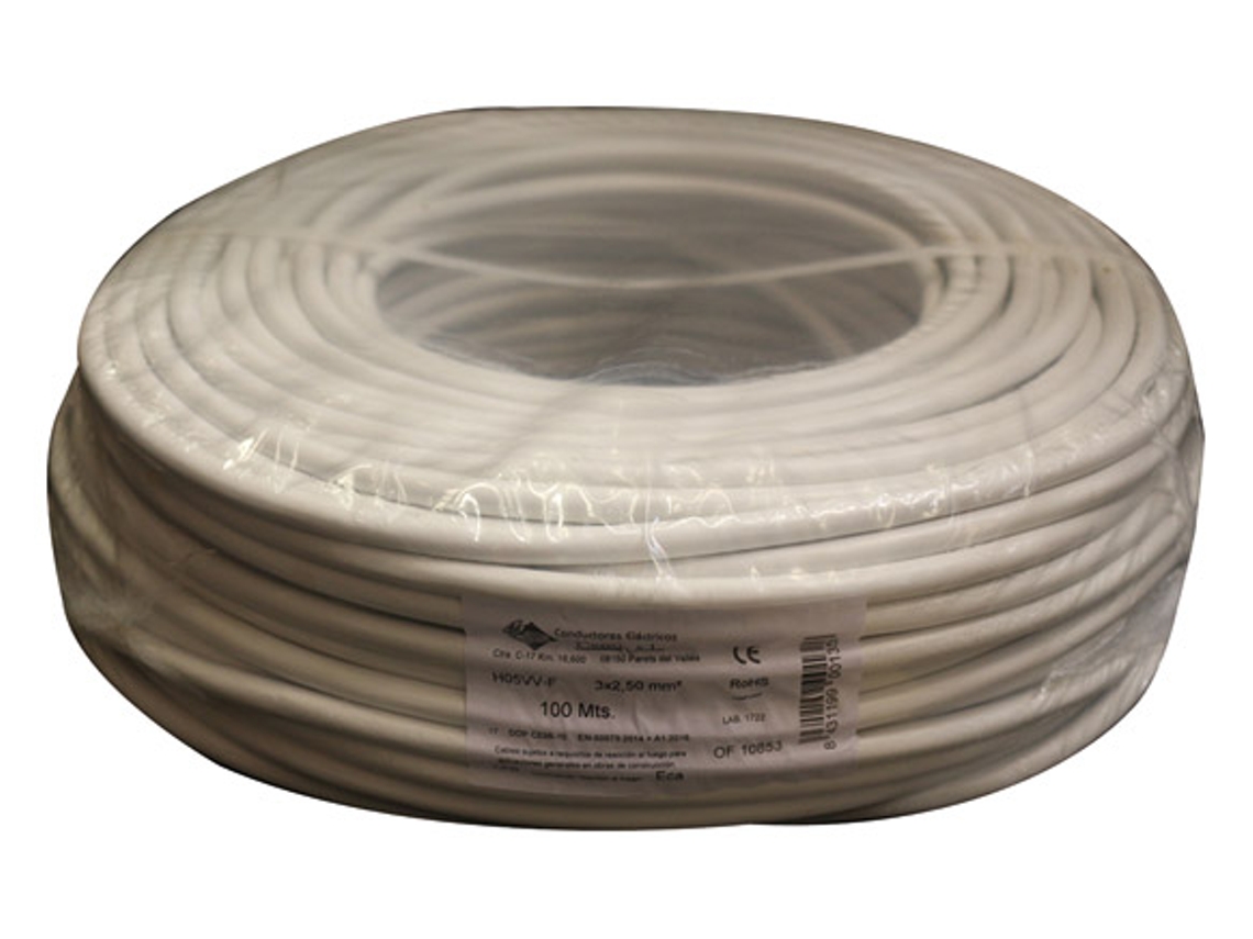Cabo Elec Rdo Mang 500V Vv-F H05Vv-F Cabo Superior 3X1Mm Bl 100 BRICABLE