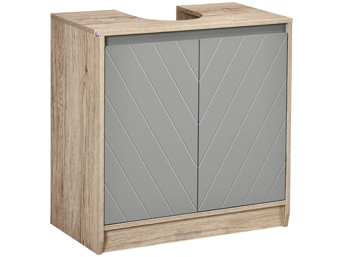 Armário para baixo da pia em MDF com recorte para lavatório, 2 portas e prateleiras reguláveis 60x30x60cm BTFORUS