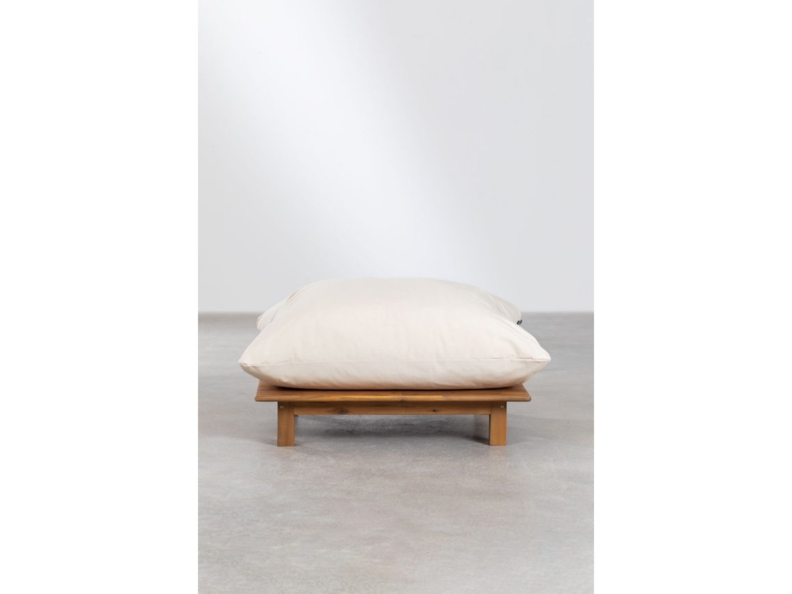 SKLUM Puff para Jardim Brina Madeira de Acácia Beige Creme