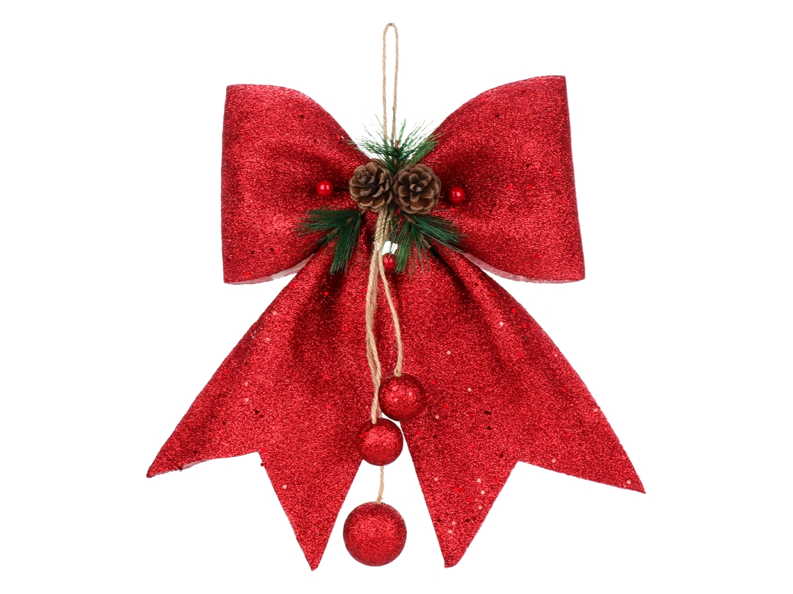Laxiscreed Ornamento De Natal Com Laço Ouro E Pó Vermelho Para Decoração Festiva