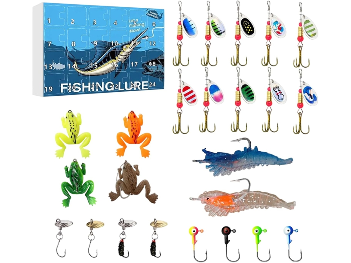 Calendário De Natal Com Tema De Pesca, Do Advento Equipamentos De, Caixa De Presente Contagem Regressiva Para