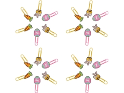 Clipes decorativos de Páscoa em formato de coelho, ovo e cebola, em PVC, 30 unidades (10 de cada modelo).