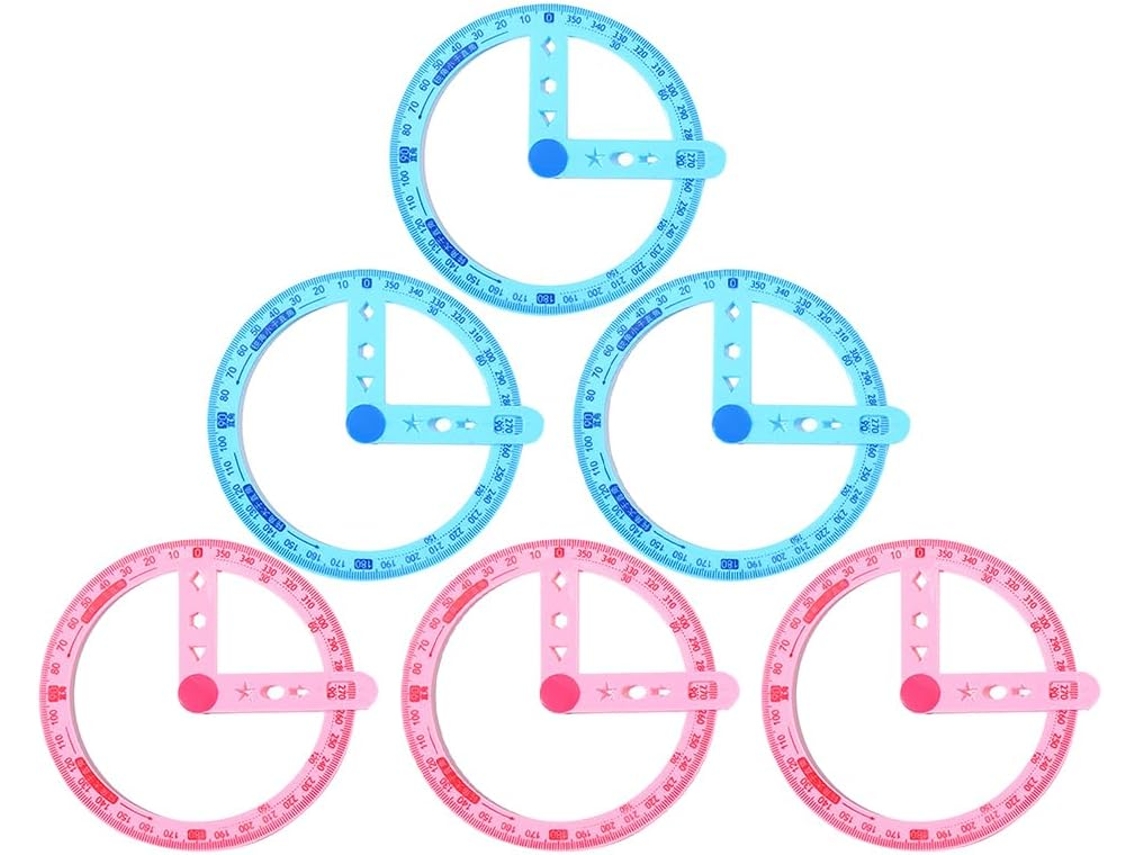 Conjunto de 6 decalques de plástico para medição e design, ideais para decoração escolar, de mesa e de casa.