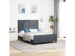 Vidaxl Cama Box Com Cabeceira Cinzento Escuro 140 X 190 Cm Veludo