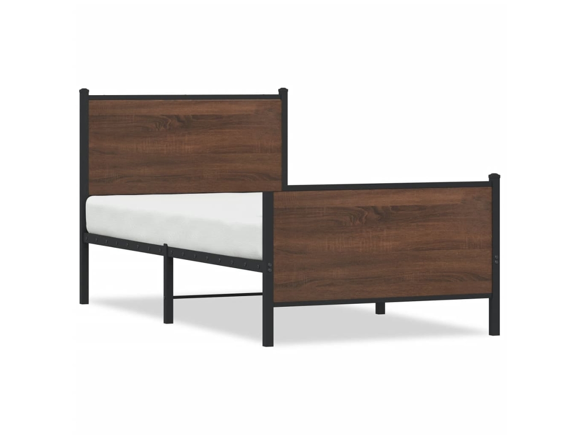 Bed Frame, Bed Frames Vidaxl Marrom Aço (90 X 200 Cm)
