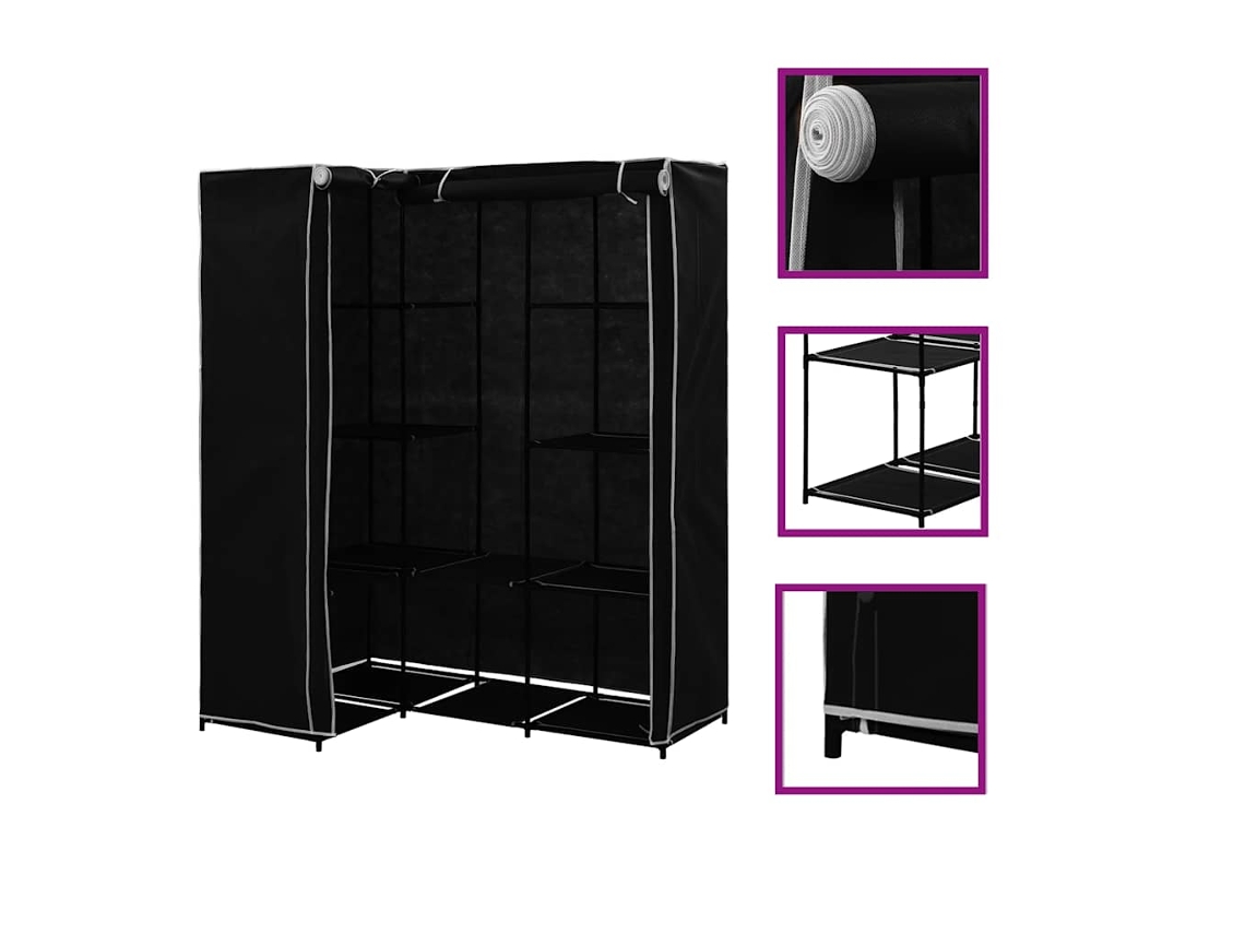 Vidaxl Roupeiro De Canto 130x87x169 Cm Preto