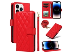 Capa Para Iphone 14 Pro Pele Sintética Vermelho