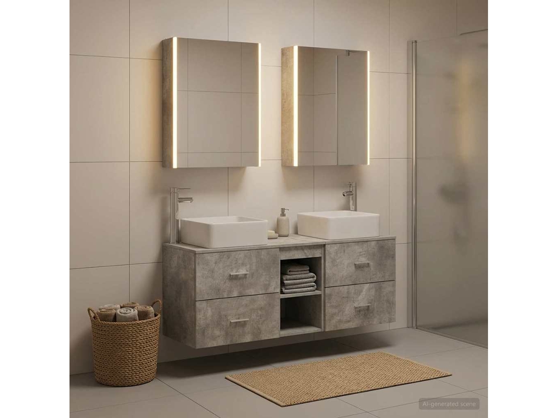 Vidaxl Conjunto De Móveis Para Banheiro 5 Pcs Cinzento Cimento