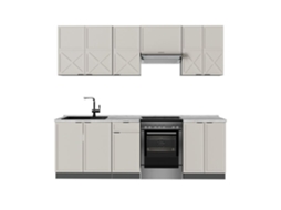 Cozinha Fame Line, 240cm, Pt Mármore, Cinzabeige/anthracite, Anthracite, Vicco