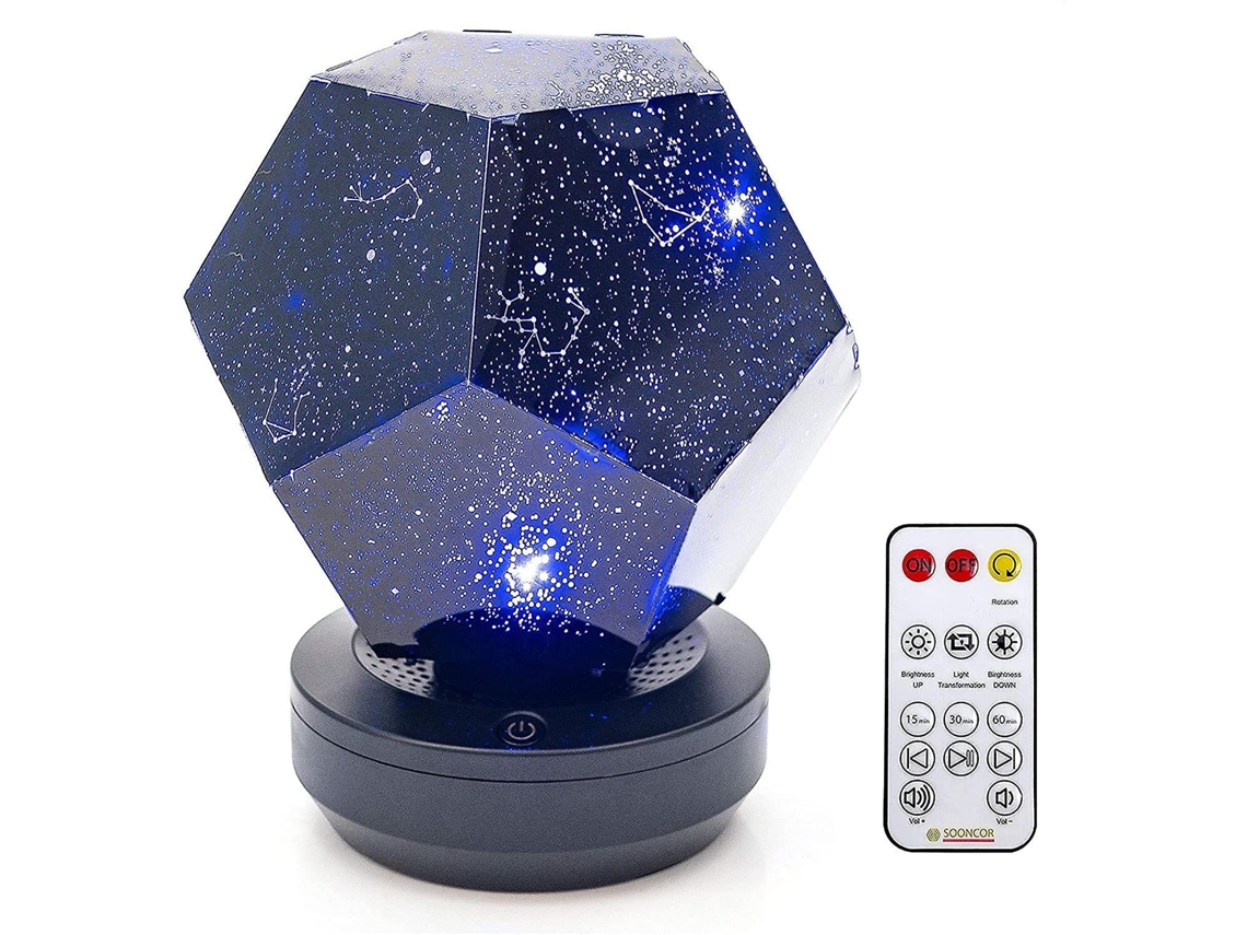 Omni projetor de Luzes Led Estrela Galaxy com Reprodutor de Música Bluetooth Giratório 3 Cores Ajustáveis Usb Recarregável Controle Remoto