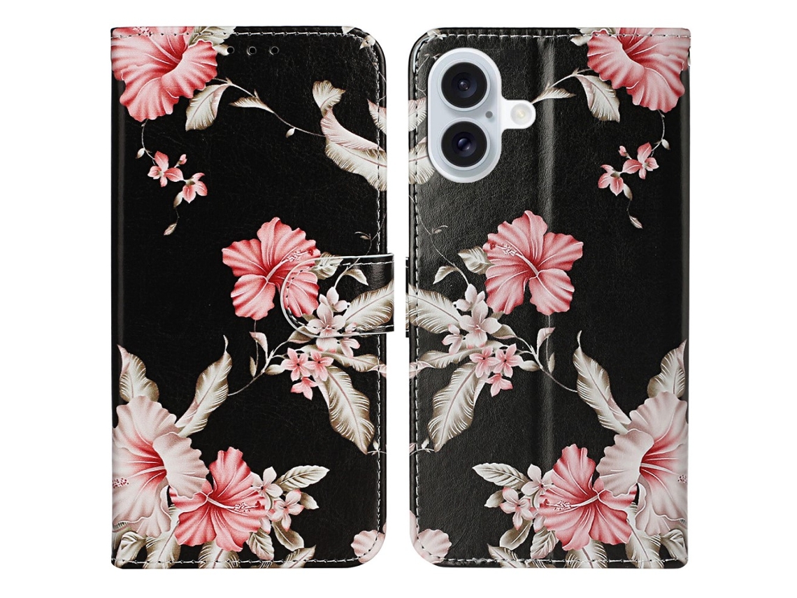 Capa Em Couro Pu À Prova De Choque Para Apple Iphone 16 Plus - Rododendro