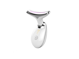 Massageador De Pescoço Com Terapia Luz Led 3 Cores, Vibração Ems, Iônica E Sônica Para Firmeza E Rejuvenescimento. Branco.
