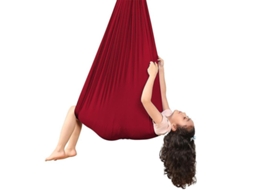 Hamaca de Yoga Aérea Infantil Elástica 100% Nylon Columpio Antigravedad 280x100cm para Entrenamiento Sensorial Vino Tinto