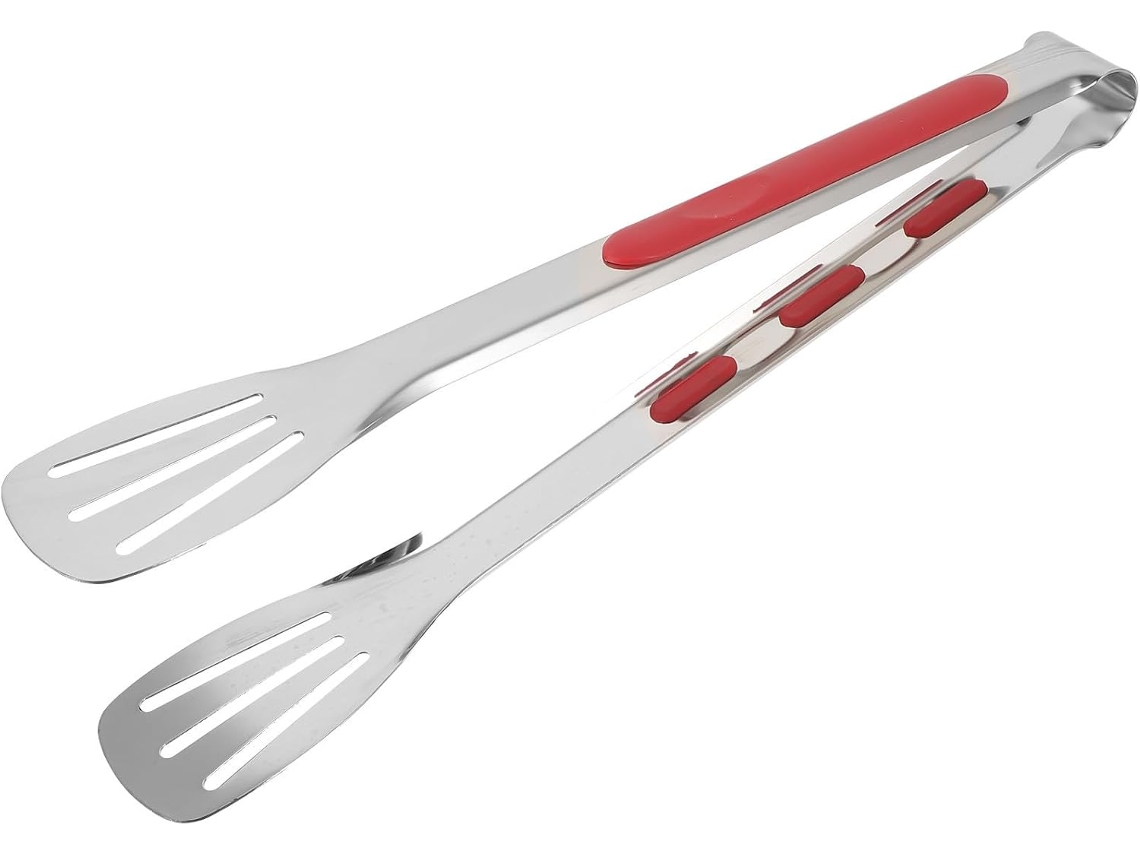 Pinça Para Churrasco Em Aço Inoxidável Vermelho Com Cabo Antiderrapante, Multiuso Para Buffet E Uso Diário Em Hotéis
