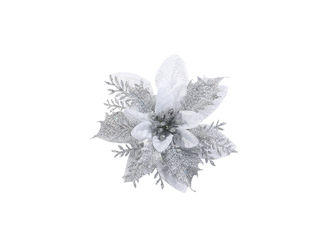 Decoração de Natal em Prata com Flores Douradas LAXISCREED