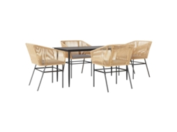 Conjunto de Jantar Jardim 5 Peças com Almofadas e Vidro Vime Pe Castanho MAISON EXCLUSIVE