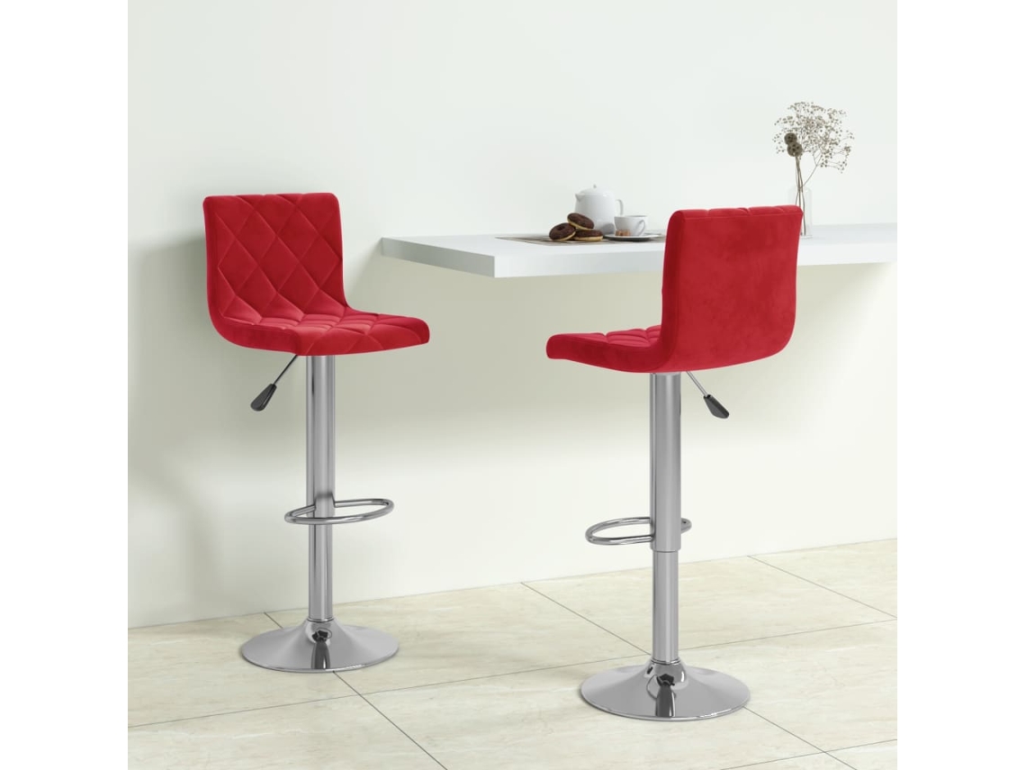 Vidaxl Bancos De Bar 2 Pcs Veludo Vermelho Tinto