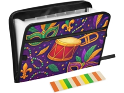 Pasta Expansível Carnival Roxa Com 13 Bolsos, Organizador Sanfonado Resistente À Água Papéis, Bolso Frontal E Abas