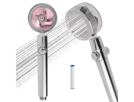 Cabeça de chuveiro de hélice de alta pressão, chuveiro economizador de água, cabeça de chuveiro de massagem portátil com rotação de 360 °, rosa RHAJQ