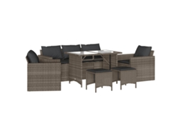 Conjunto de 6 Sofás de Jardim com Almofadões Vime Cinzento MAISON EXCLUSIVE (80x200 cm)