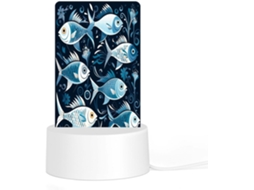 Luminária noturna LED acrílica plug and play com base de plástico, estampa de peixe animada, iluminação uniforme E