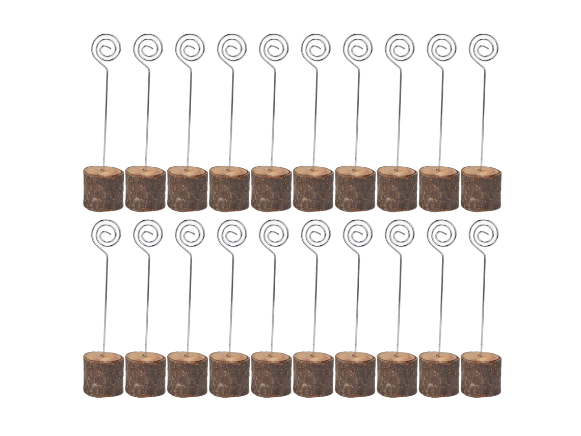 20pcs porta cartões de madeira premium com arame em espiral para casamento aniversário festival S/MARCA