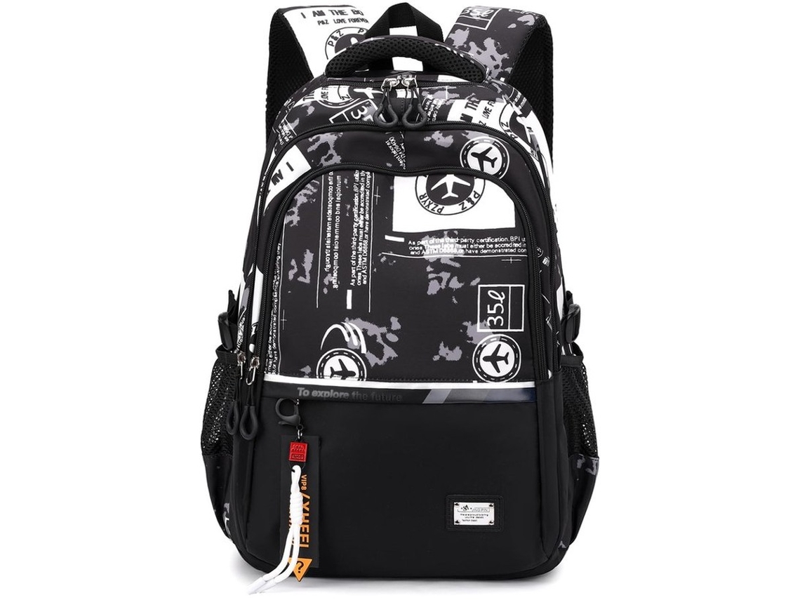 Mochila Escolar - Com Espaço Para Laptop De 15,6 Polegadas - Para Adolescentes E Meninos - Preto